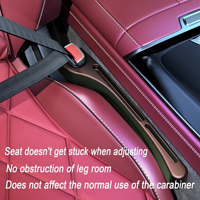 2PCS Car Seat Gap Filler,Gap Stopper Fill Gap Between Seat and Console,Built-in Recessed Storage Organizer,Universal for Most Cars Trucks SUVs to Stop Things from Dropping(Brown)