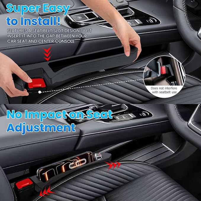 Half-Sized Seat Gap Filler Compatible with Ford F150 F250 F350 F450| Zero Obstruction to Lower Center Console Storage | Anti-Drop Organizer | Window Breaker Interior Accessories