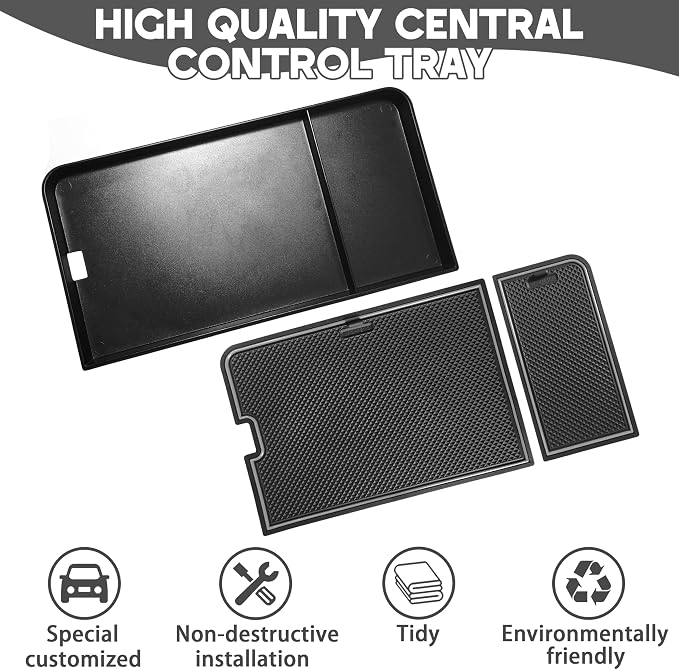 Center Console Organizer Tray for Ford F150 2021-2024/Lightning XLT 2022-2024 Interior Accessories Hidden Insert Storage Box with USB Hole Fit Front Shifter Open Pocket (Gray)