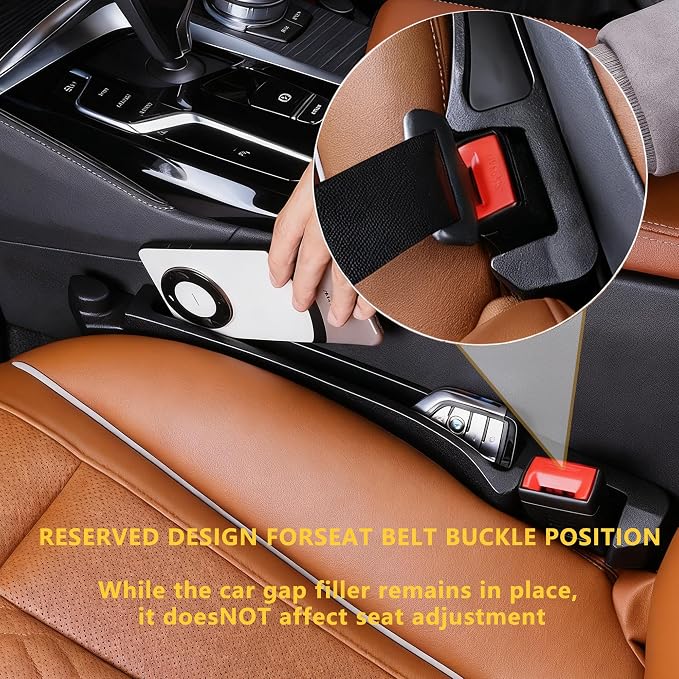 2PCS New Universal Car Seat Gap Filler Organizer with Hook Durable & Easy Install, for Cars SUV Trucks, Car Essentials, Effectively for Avoiding Dropped Items (Black)