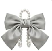 2PCS Satin Bow Pearl Car Seat Headrest Hooks – Car Bag Holder & Vehicle Hanger for Purses – Cute Coquette Aesthetic Interior Decoration – Cute Auto Organizer Accessories Universal (Moonlight Grey)