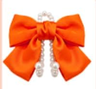 2PCS Satin Bow Pearl Car Seat Headrest Hooks – Car Bag Holder & Vehicle Hanger for Purses – Cute Coquette Aesthetic Interior Decoration – Cute Auto Organizer Accessories Universal (Orange)