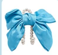 2PCS Satin Bow Pearl Car Seat Headrest Hooks – Car Bag Holder & Vehicle Hanger for Purses – Cute Coquette Aesthetic Interior Decoration – Cute Auto Organizer Accessories Universal (Sky Blue)