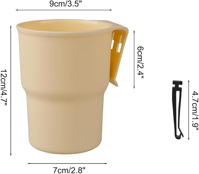 MiOYOOW Car Cup Holder Hook, Wear-Resistant Auto Drink Holder 3.54'' Caliber Window Door Cup Holder with Ventilation Clip for Coffee Water Bottles Key Coin
