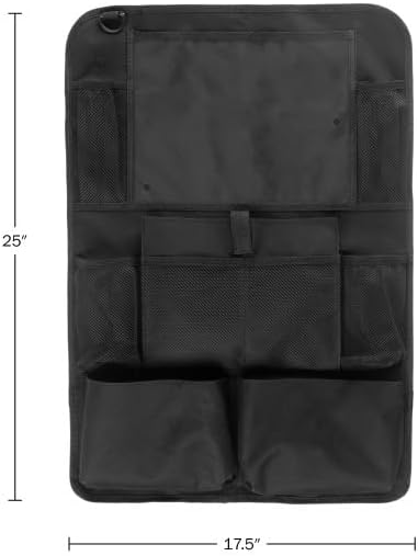 Stalwart Car Seat Organizer 2-Pack - Car Organization Attachments for Backseat with 9 Pockets and Tablet Holder - Road Trip Essentials (Black)
