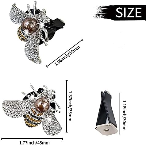 Shiny Bee Vent Clips, Crystal Bee Air Freshener Vent Clip Car Bling Interior Decoration Rhinestone Car Bling Accessories (Silver)