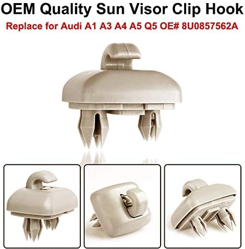 Car Sun Visor Hook Clip Bracket 2Pieces, Plastic Sun Visor Clip Hanger Hook Fit for Audi A1 A3 A4L A5 A6L A7 Q3 Q5 Q7 TT 8E0857563A 8U0857562A