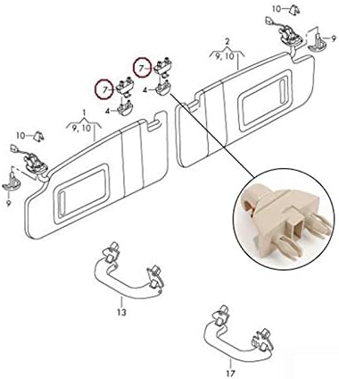 Car Sun Visor Hook Clip Bracket 2Pieces, Plastic Sun Visor Clip Hanger Hook Fit for Audi A1 A3 A4L A5 A6L A7 Q3 Q5 Q7 TT 8E0857563A 8U0857562A