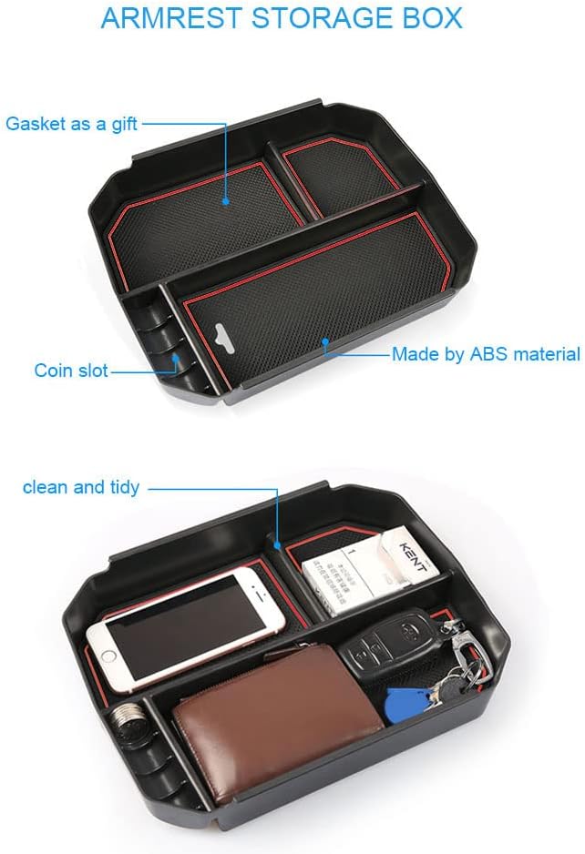 JSCARLIFE Car Center Console Armrest Box Glove Box Organizer Tray Secondary Storage Compatible for 2015-2017 Toyota Highlander
