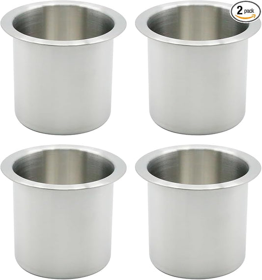 Anxingo 4 Pcs Stainless Steel Cup Holder, Silver Poker Table Drink Holder, Drop-in Cup Drink Holder for Yacht Boats RV Cars and Trucks