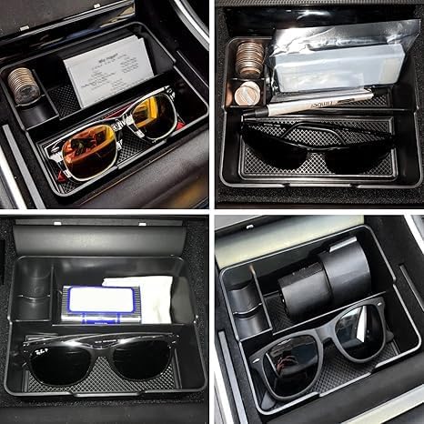 Compatible with Tesla Model 3/Y Accessories Center Console Organizer Tray Fits for Tesla Model 3 2017 2018 2019 2020 /Model Y 2020 （The cover closed Rotary version）