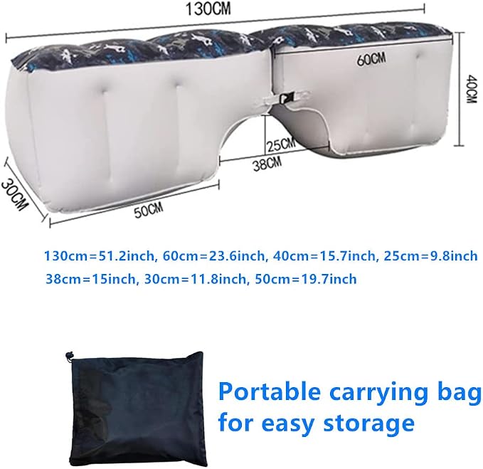 Inflatable Car Air Mattress Back Seat Bed, Universal Back Seat Gap Filler Pad Extender for SUV Camping Sleeping Travel Rest, Two Independent Air Bags
