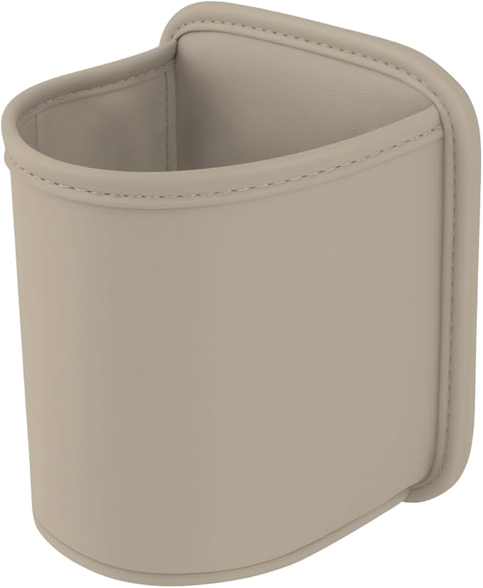 Large PU Leather Car Door Cup Holder Clip On or Hook Style Drink Holder Seat Side Hanging Storage Pocket for Water Bottle Coffee Cup Rear Back Seat Organizer (Clip, Gray)