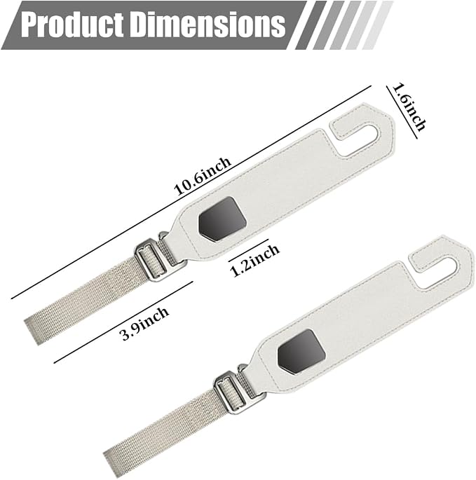 Car Seat Headrest Hooks, 2PCS Adjustable Microfibre Vehicle Seat Back Storage Hanger Holder for Handbag Purse Coat, Auto Interior Headrest Organizer Hook, Universal for SUV RV Lorry (Beige)