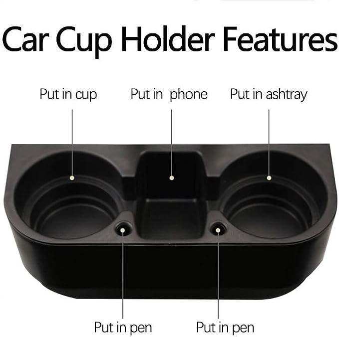 Heart Horse Cup Holder Portable Multifunction Vehicle Seat Cup Cell Phone Drinks Holder Box Car Interior Organizer (Black)