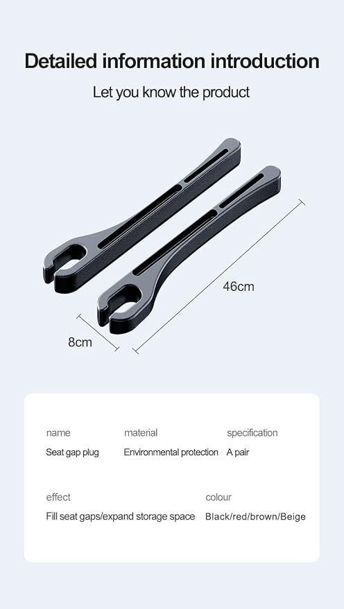 Car Seat Gap PU Filler Set of 2，Stop Things from Dropping，Filler with Organizer & Hook Function,Fill The Gap Between Seat & Console (Black)