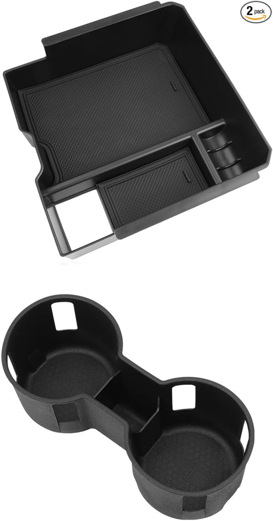 CDEFG 2Pcs for 2026 Ford Ranger Center Console Organizer for 2026 Ford Ranger (Raptor/Lariat/XLT/XL) Accessories Middle Console Tray Armrest Storage Box Cup Holder