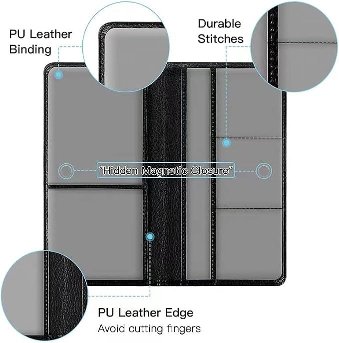 Valardoh Premium Car Registration and Insurance Card Holder, Car Document Holder for Cards, Driver License & other Essential Documents (Black)