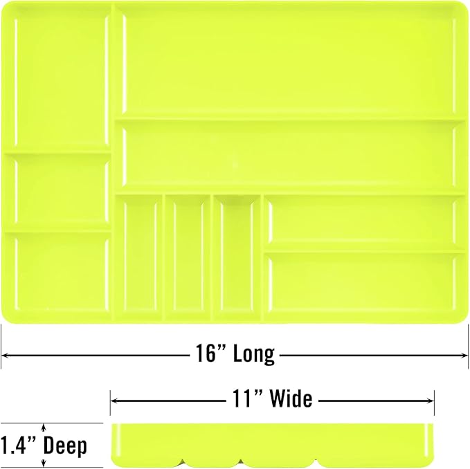 Ernst 10 Compartment Drawer Organizer: Heavy Duty Stackable Tray for Garage Tool Organization - Low-Profile Toolbox Storage - Bolts, Tools, Parts, Easy to Clean – High Visibility - Made in the USA