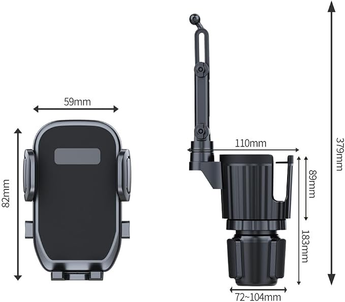 Cup Holder Phone Mount for Car, 2 in 1 Cell P Car Mount 360 Rotation Cup Holder Expander for Stanley 10-40oz Drink Bottles, Mugs and Phone Compatible with iPhone Samsung
