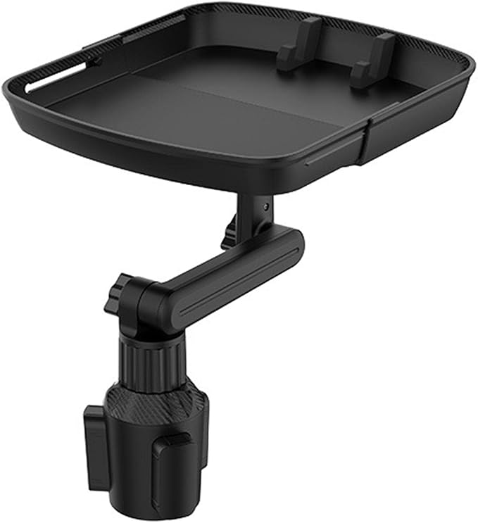 Cup Holder Tray Table, Expander Car Drink Food Tray for Eating, 360º Rotating Adjustable Stretchable Non-Slip Car Cup Holder Trays, Cars Interior Organizer Accessories(Black,Size:8inch)