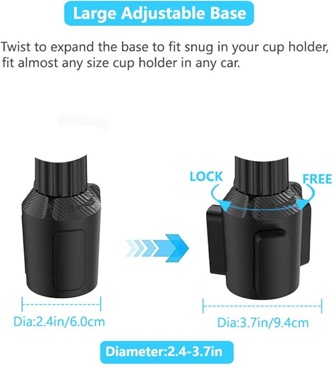 Cup Holder Tray Table, Expander Car Drink Food Tray for Eating, 360º Rotating Adjustable Stretchable Non-Slip Car Cup Holder Trays, Cars Interior Organizer Accessories(Black,Size:8inch)
