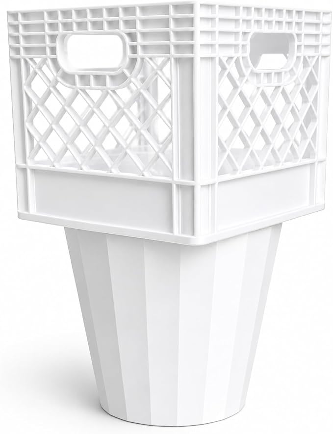 Half Gallon Car Cup Holder Expander,Classic Milk Crate Style Adapter for Square Cartons, Milk Carton Cup Holder Secure Anti-Spill Insert for Juice,Heavy Duty Interior Organizer for SUV&Trucks (White)