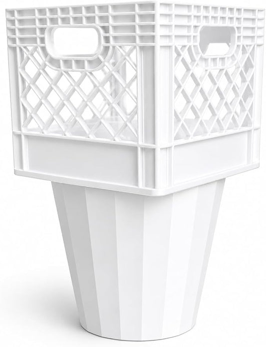 Half Gallon Car Cup Holder Expander,Classic Milk Crate Style Adapter for Square Cartons, Milk Carton Cup Holder Secure Anti-Spill Insert for Juice,Heavy Duty Interior Organizer for SUV&Trucks (White)