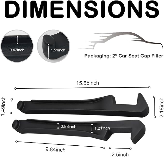 2PCS Car Seat Gap Filler Organizer,3-in-1 Multifunctional Car Gap Seat Filler with Storage Slot & Hook,Premium in Between Cars Seats Catcher Avoids Dropped Items Fits Most Cars