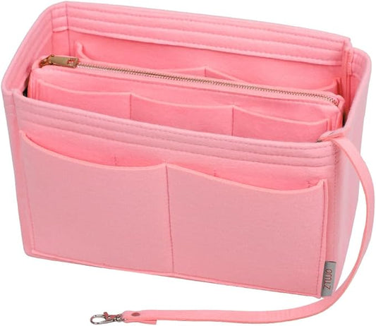 ZTUJO Purse Organizer Insert, Felt Bag Organizer with Metal Zipper, Handbag & Tote Shaper, For Speedy Neverfull Tote, 7 Sizes