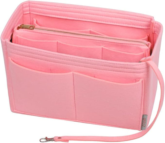 ZTUJO Purse Organizer Insert, Felt Bag Organizer with Metal Zipper, Handbag & Tote Shaper, For Speedy Neverfull Tote, 7 Sizes