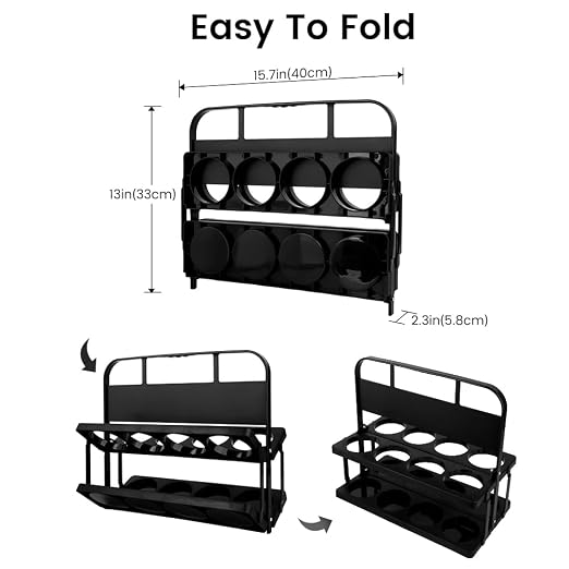 Bodaon 8 Cup Drink Carrier with Handle, Plastic Cup Carriers for Drinks, Drink Holder for Car, Take Out Delivery Drivers Accessories, Portable Foldable Reusable Mobile, Use for Food Delivery Bag,