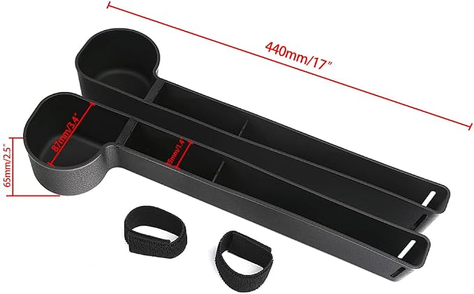 Car Seat Gap Filler, Multifunctional Seat Side Gap Filler with Cup Holder & Organizer, Gap Stopper Universal Fit Car SUV Truck Fill The Gap Between Seat & Console Set of 2 (Black)