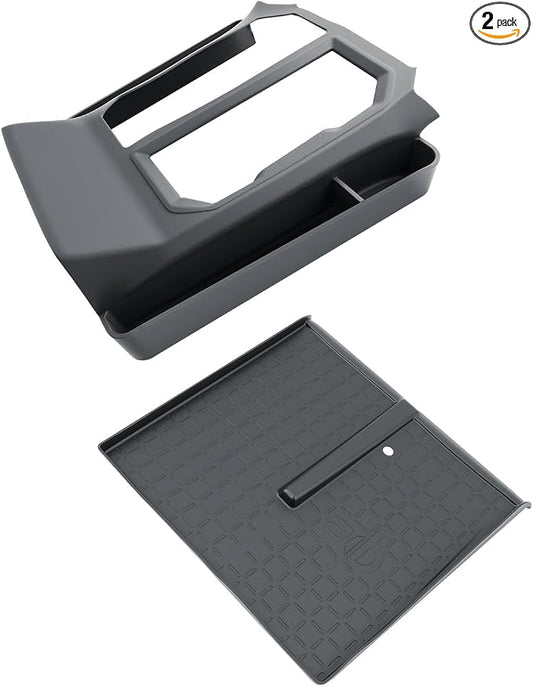 SKTU 2PCS for 2026 Toyota RAV4 Gear Shift Panel for 2026+ Toyota RAV4 (LE/SE/XLE Premium/Woodland/XSE/Limited) Wireless Charging Mat & Gear Shift Panel 2026 RAV4 Accessories Passenger Side Storage Box