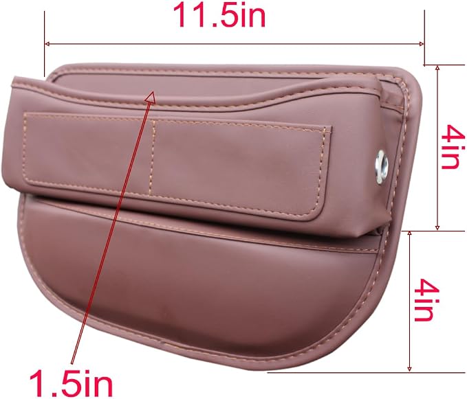 Seat Gap Organizer, Brown | Car Seat Console Organizer, Front Seat Side Storage Bag, Center Console Side Pocket, Seat Gap Filler