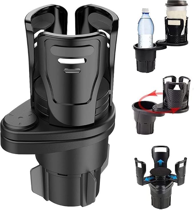 Car Cup Holder Expander for Tesla Model 3 2019-2025, Cup Holder Adapter with Expandable Arm and Adjustable Base,Matte Black