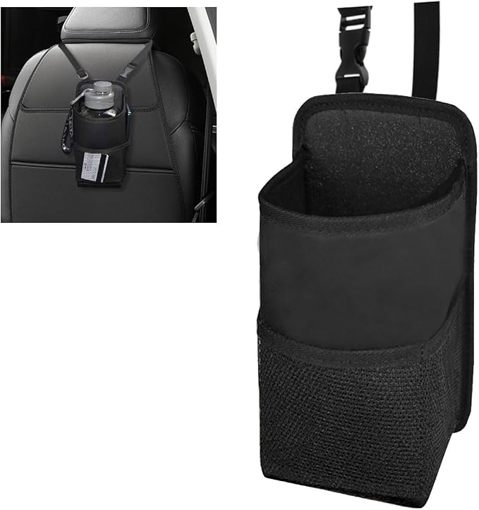 2-in-1 Large Cup Holder, 80 oz Multifunctional Car Seat Side Organizer, Hanging Water Bottle Holder Bag, Car Stuff Holder with Mesh Pocket for Phone & Drink, Suitable for Car SUV Truck (1 PC)