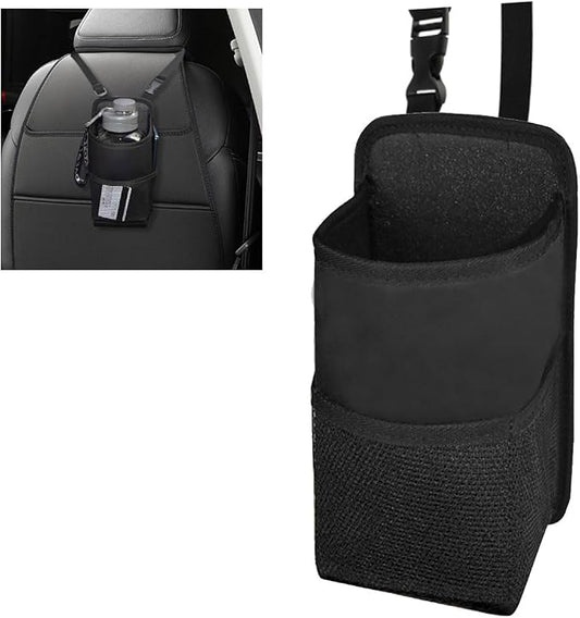 2-in-1 Large Cup Holder, 80 oz Multifunctional Car Seat Side Organizer, Hanging Water Bottle Holder Bag, Car Stuff Holder with Mesh Pocket for Phone & Drink, Suitable for Car SUV Truck (1 PC)