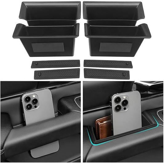 4pcs Door Handle Organizer for 2019-2025 2026 Dodge Ram 1500 Accessories Front and Rear Door Side Storage Box Insert Grab Handle Pocket ABS Plastic