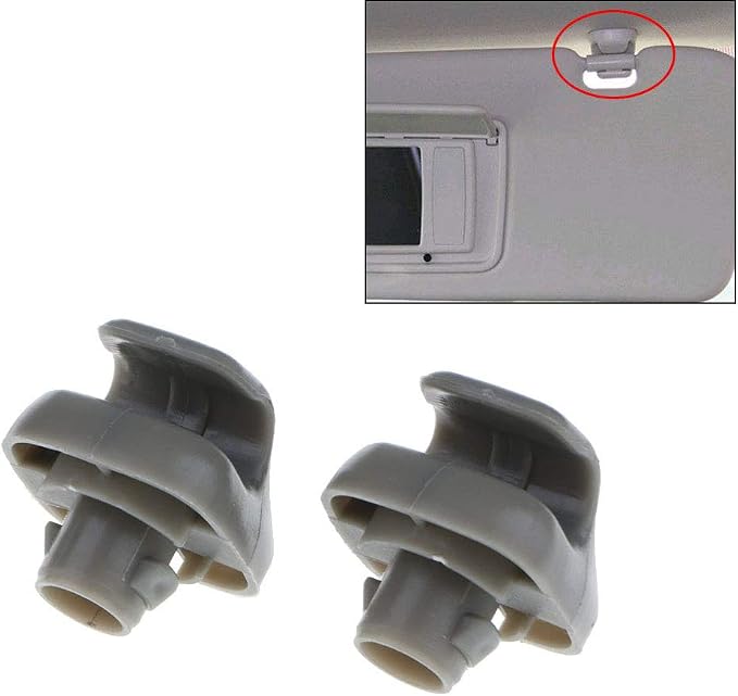 Poweka Sunvisor Clip Hook Replacement Compatible with 1998-2007 Accord 1996-2004 Civic 2007-2011 CR-V 1999-2010 Odyssey 2006-2011 Ridgeline, Replace 888217-S01-A01ZA Gray Pack of 2
