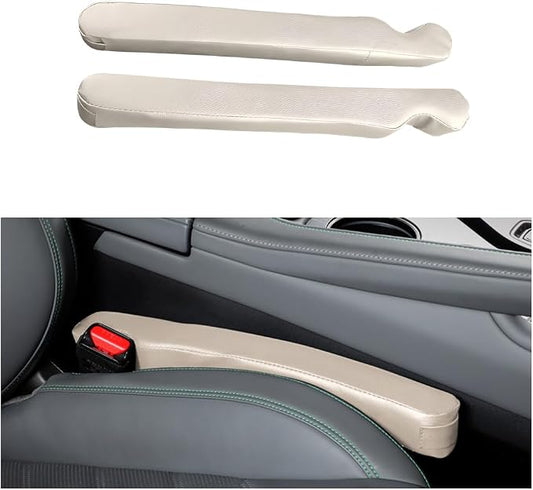 2PCS Car Seat Gap Filler, Microfiber Leather Vehicle Seat Crevice Plug Blocker to Stop Things from Dropping, No-Drop Automotive Gap Guard Stopper, Universal for Vehicles (Beige)