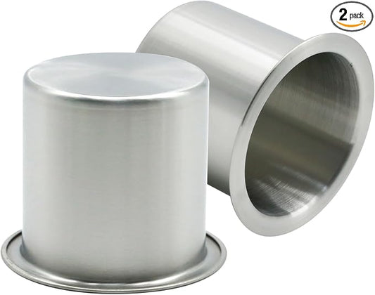 Anxingo 2 Pcs Stainless Steel Cup Holder, Silver Poker Table Drink Holder, Drop-in Cup Drink Holder for Yacht Boats RV Cars and Trucks
