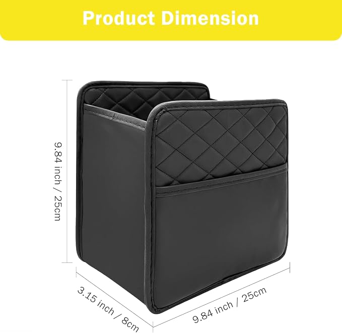 Car BaCar Back Seat Organizer, PU Leather Hanging Storage Rack with Tablet Holder & Tissue Pocket, Multi-Pocket Car Storage Bag for Rear Seat, Universal Fit for Vehicles, Black