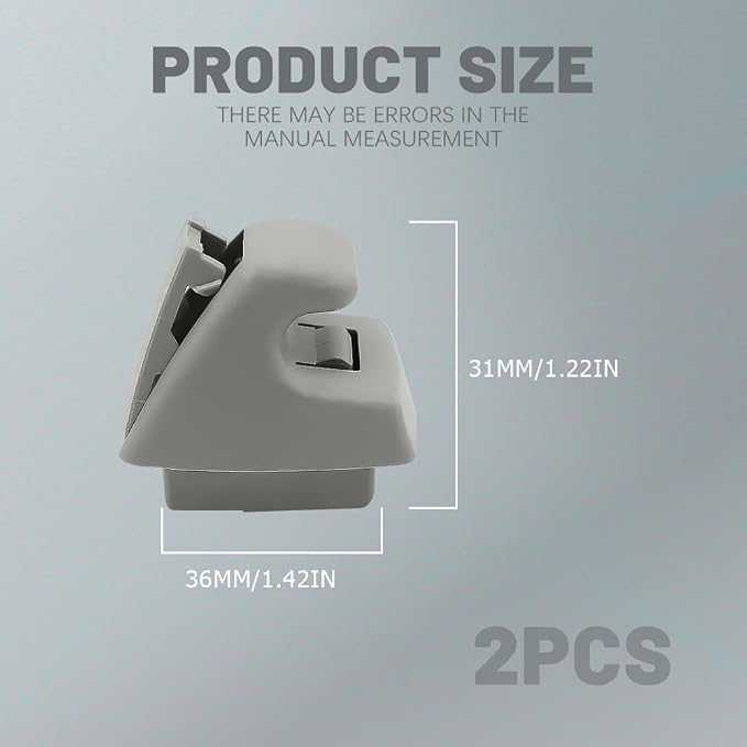2PCS Sun Visor Support Retainer Clip, 95994975 95994976 Sun Visor Hook Clip Bracket Replacement, Anti Vibration Sun Visor Bracket Holder for Cruze Spark Verano, Car Accessories (Gray)