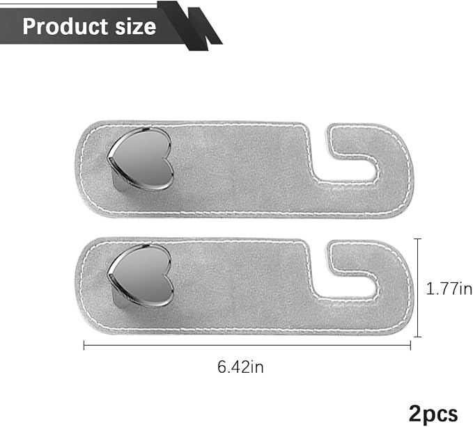 Car Seat Headrest Hook, 2PCS Suede Leather Cute Love Heart Type Vehicle Storage Hanger for Purse Bag, Auto Interior Seat Back Organizer Accessories, Universal for SUV Sedan Truck (Gray)
