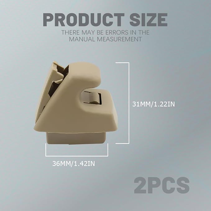 2PCS Sun Visor Support Retainer Clip, 95994975 95994976 Sun Visor Hook Clip Bracket Replacement, Anti Vibration Sun Visor Bracket Holder for Cruze Spark Verano, Car Accessories (Beige)