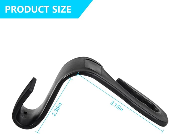 Mandark 2PCS Car Seat Headrest Hooks, Cute Bow Vehicle Hooks for Purses and Bags, Automotive Purse Hook Hanger Interior Decoration Accessories, Universal for SUV, Sedan, Truck (Black Line)