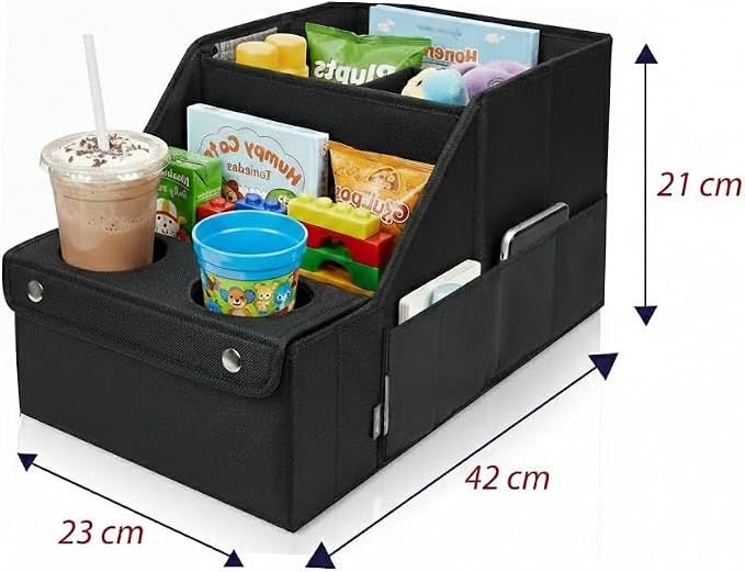 Global Cart Back Seat Car Organizer with 11 Storage Compartments and 2 Cup Holders - Car Seat Organizer for Kids, Travelling, Camping & Household Stuff