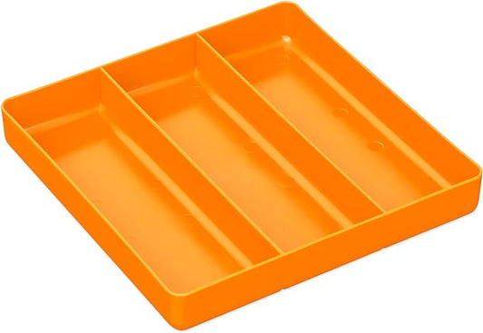 Ernst Manufacturing Toolbox Tray: Stackable Tray in Orange with 3 Compartments - Ideal for Trades, Mechanics, Electricians, Plumbers, Household Use, Hobbies, and More - Heavy Duty - Made in the USA