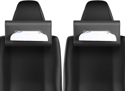 Car Tissue Holder, WHHMK Tissue Box Cover Keep Car Tidy,PU Leather Backseat Napkin Rectangle Organizer,Extra Large Tissue Box Storage in Auto Fits for 100-150 Regular Size Tissues,Black(2Packs)